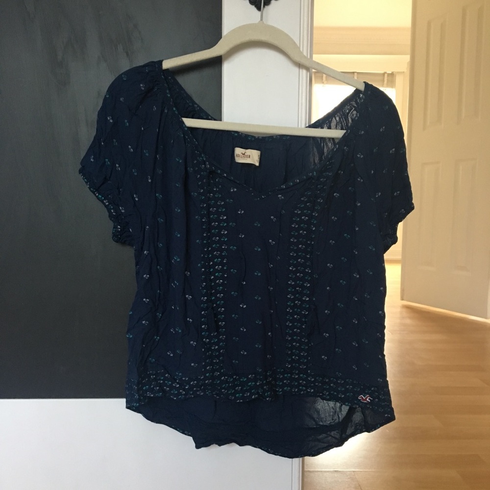 Navy blue peasant top